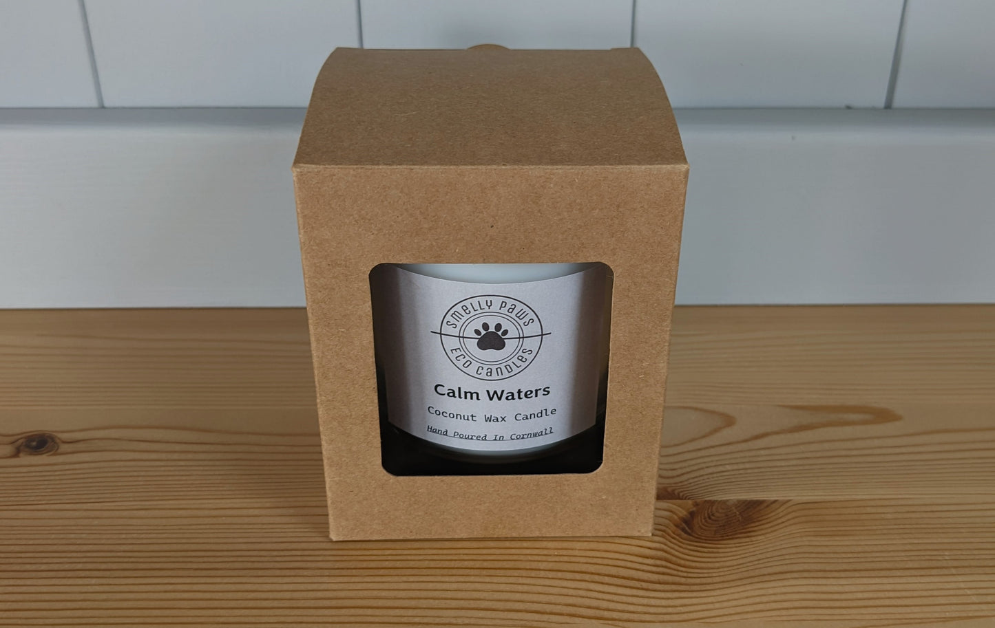 Calm waters candle in cardboard presentation box 