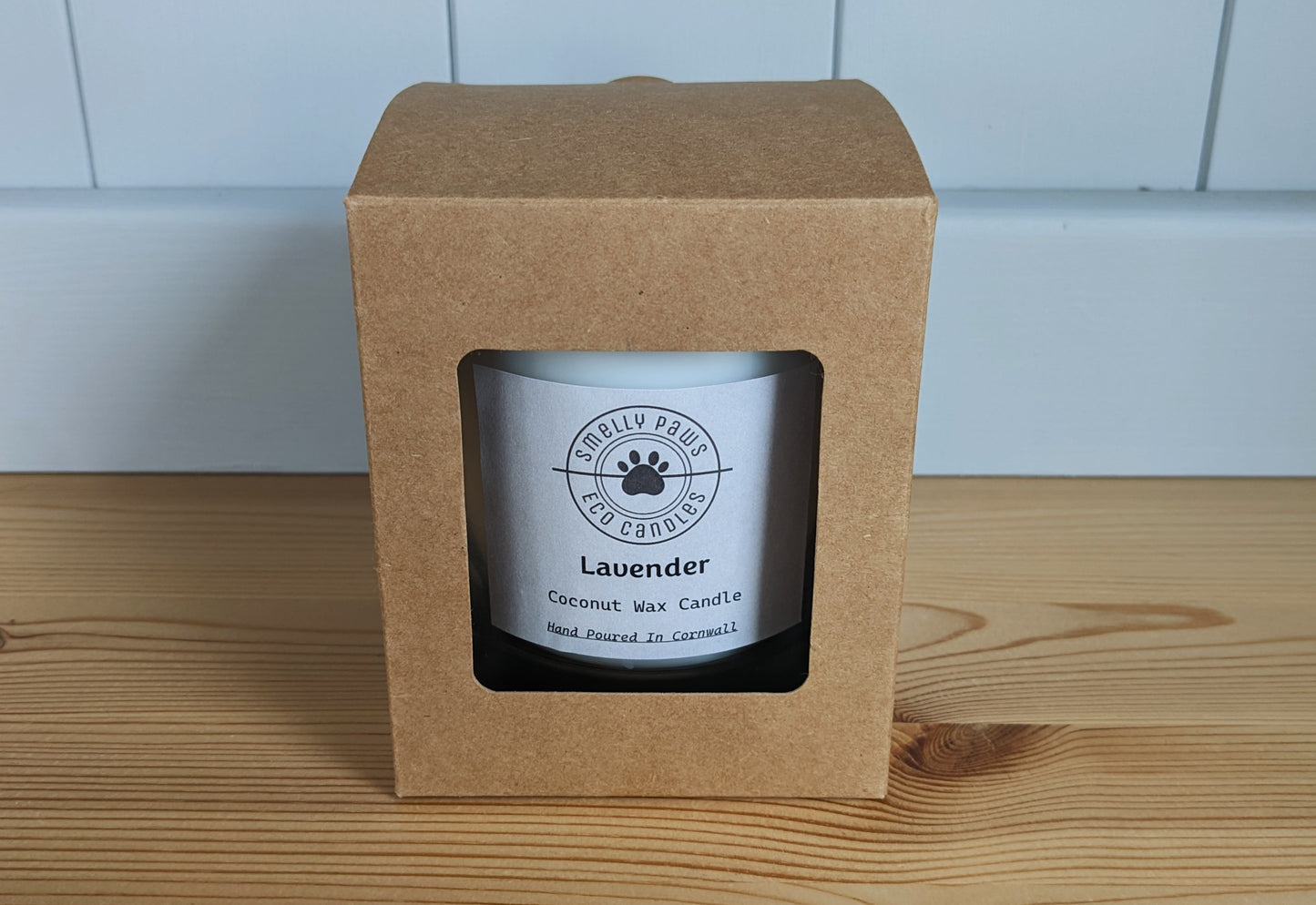 Lavender candle in cardboard presentation box 